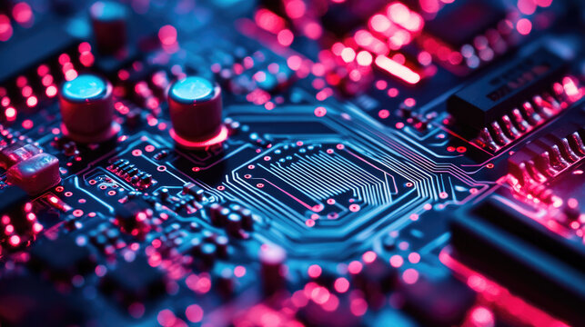 Detailed futuristic chip mobile technology design with intricate circuitry, glowing light elements and advanced microprocessors