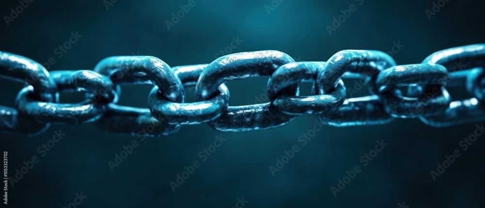 Poster The strength of connection a close-up of interlinked metal chains symbolizing unity and resilience