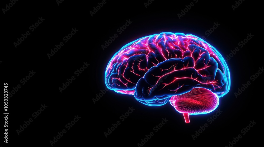 Aufkleber Illuminated brain exploring the fascinating intersection of neuroscience and technology in modern visualization