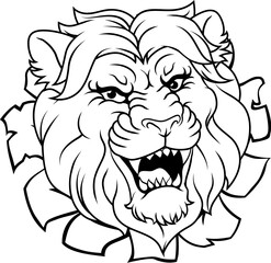 A lion sports team cartoon animal mascot