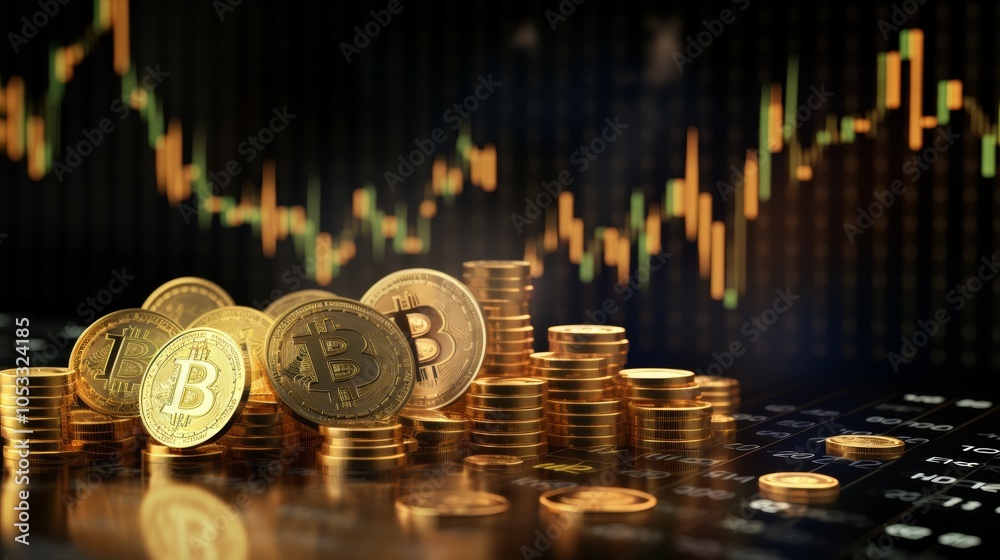 Poster digital currency management with cryptocurrency symbols and online transaction data