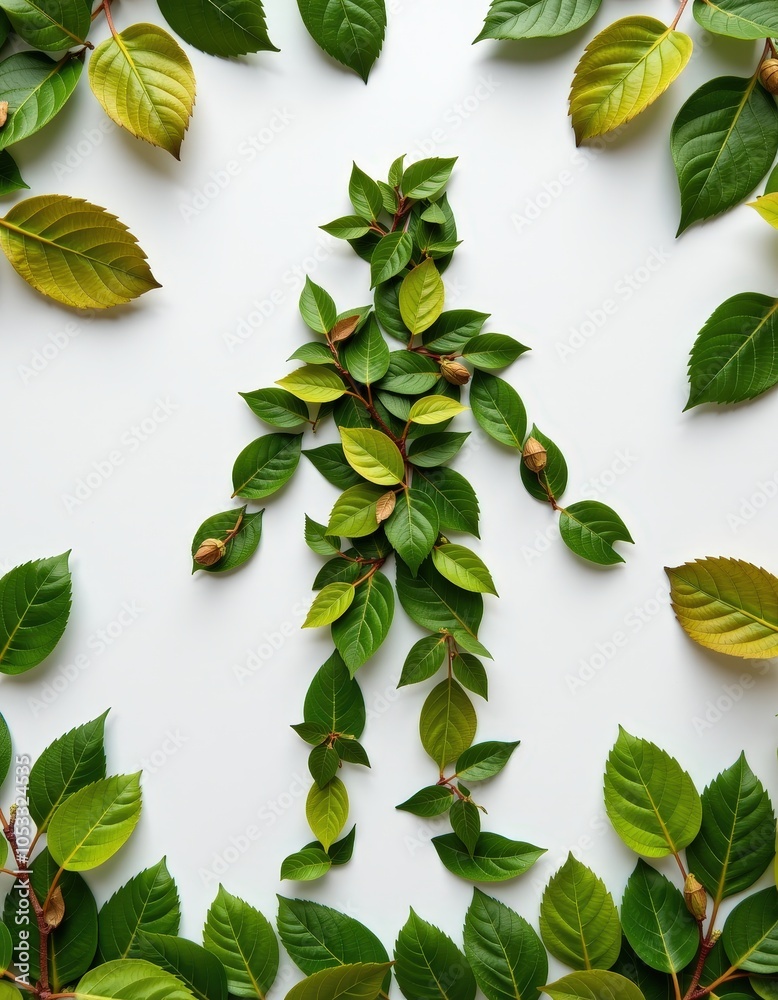 Canvas Prints green leaves isolated on white