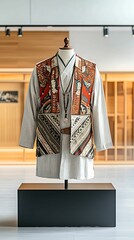 Obraz premium Exploring traditional fashion a unique garment showcasing cultural heritage and artistic craftsmanship