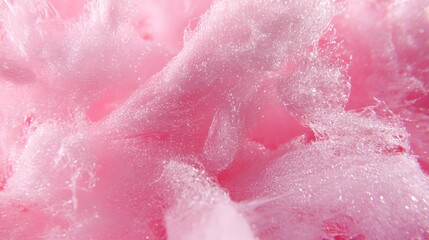 Close-Up of Fluffy Pink Cotton Candy with Sugar Crystals