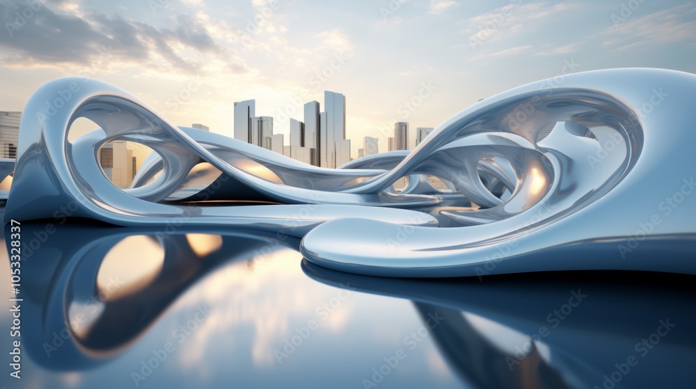 Leinwandbilder parametric architecture with fluid, dynamic forms in an urban landscape