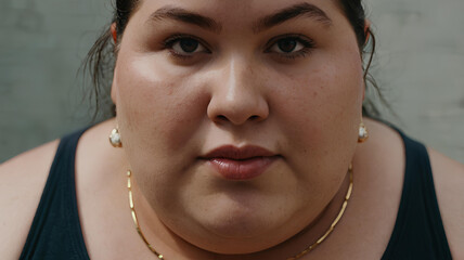 Close-up portrait of an obese woman