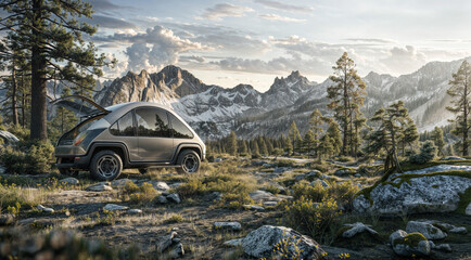 Camping setup in Yellowstone National Park 