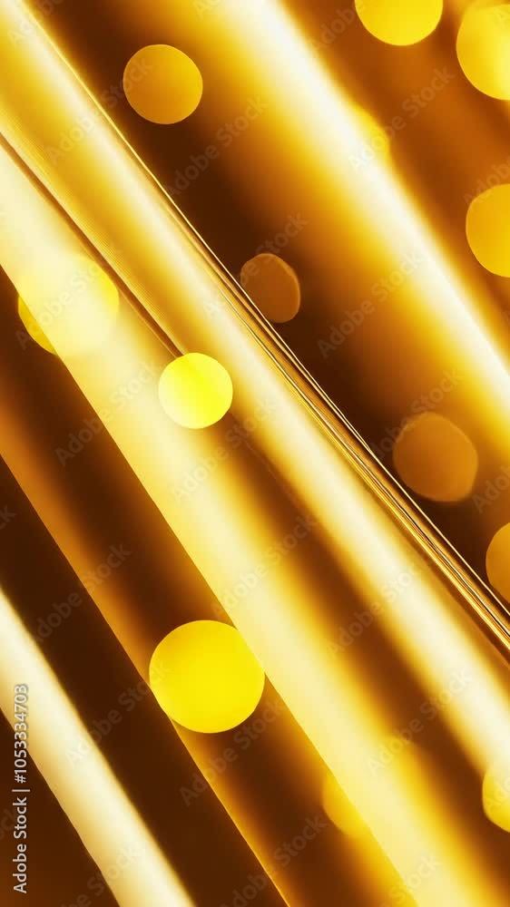 Poster Golden abstract bokeh background with circles of light, festive and celebratory vibe