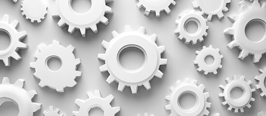 White cogwheels on a white background.