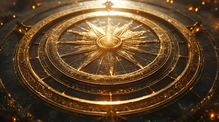 Fototapeta premium Golden Compass 3D Illustration