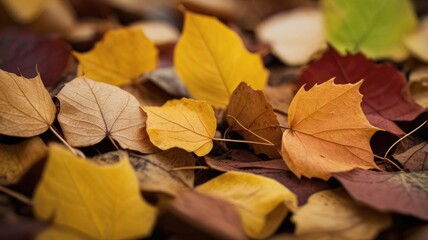 Different colors autumn leaves background
