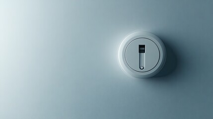 Fototapeta premium A single white light switch on a blue wall.