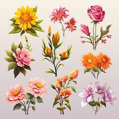 Flower Illustrations Collection with Different Species