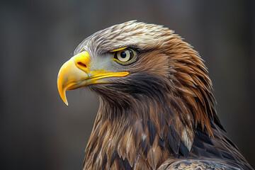 Fototapeta premium Majestic Close-Up Portrait of a Steppe Eagle: Stunning Bird of Prey in Focus