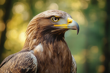 Obraz premium Majestic Close-Up Portrait of a Steppe Eagle - Stunning Image of a Powerful Bird of Prey
