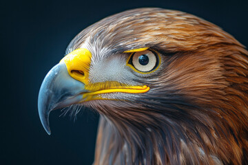 Naklejka premium Majestic Close-Up Portrait of a Steppe Eagle: Stunning Bird of Prey Photography