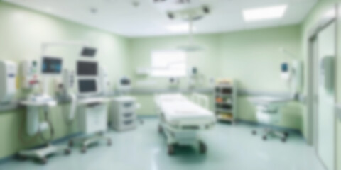 Medical room with monitors and medical equipment blurred background