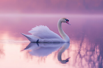 Graceful Swan: Reflections of Elegance in a Serene Sunset