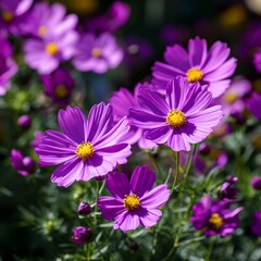 Fototapeta premium Purple petals bloom in the garden.