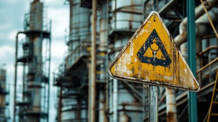 Fototapeta premium Warning Sign at Industrial Complex
