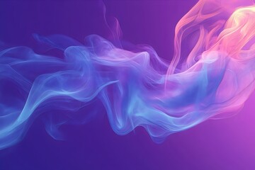 Fototapeta premium Abstract wave of vibrant flowing smoke against purple backdrop, creating a sense of motion and energy