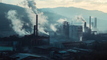 Industrial Smog Over a Cityscape