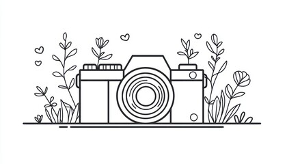 Obraz premium Line drawing camera icon, clean and suited for photography.