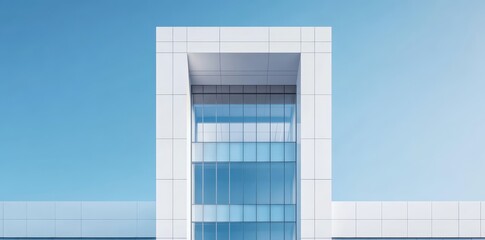 Obraz premium Modern Aesthetic Commercial Building Showcasing Minimalist Architecture and Innovative Design Elements