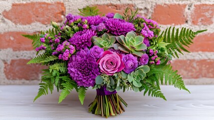 Fototapeta premium Rustic Succulent Bouquet with Wildflowers