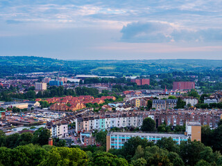 Cityscape seen from Cabot Tower in Brandon Hill Park, Bristol, England, United Kingdom