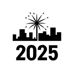Naklejka premium Happy New Year Day Pictogram