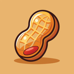 A cartoon illustration of a peanut with a red center.