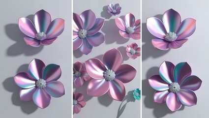 Set of three modern 3D wall art panels