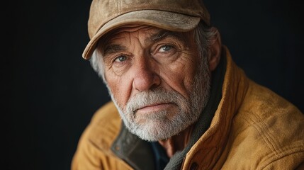 Obraz premium Elderly American man with a baseball cap and a warm expression.