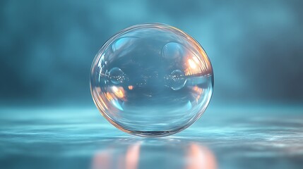 Transparent bubble floating on a minimalist modern background in 3d