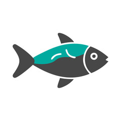 Stylized fish icon illustration design perfect for logos and branding. Ideal for modern aquatic-themed projects, featuring clean lines and minimalist style.