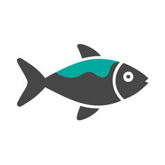 Stylized fish icon illustration design perfect for logos and branding. Ideal for modern aquatic-themed projects, featuring clean lines and minimalist style.