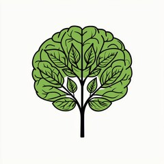 A stylized green brain-shaped tree illustration, symbolizing growth, intelligence, and nature.