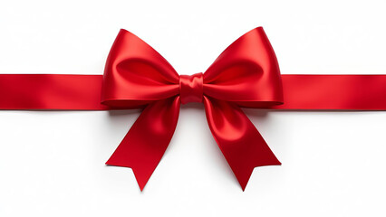 Fototapeta premium Christmas Satin Ribbon with Bow Isolated on White Background.
