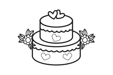 A cake with hearts and flowers on it.
