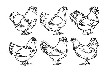 Charming Chickens A Line Art Collection.