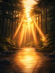 Fototapeta premium Golden Hour Bliss: A Soft Hazy Transition from Daylight to Dusk in Serene Harmony