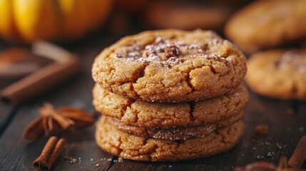 Fototapeta premium Freshly baked pumpkin spice cookies