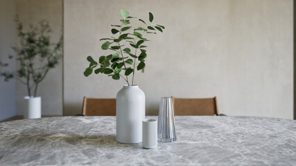 dinning table with blurred dinning room background