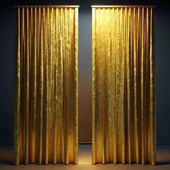 Gold Curtains Stage Theater Performance Drama Theatrical Velvet Backdrop Luxury Elegant

