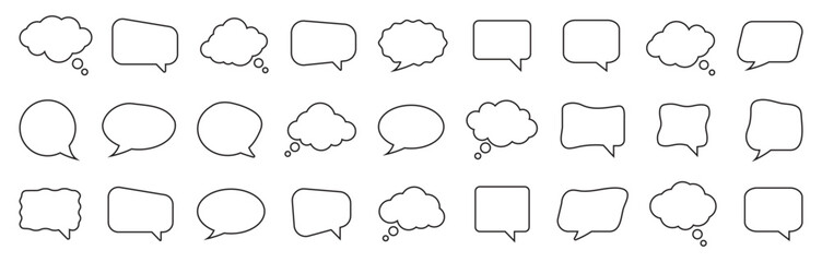 Speech bubble icons vector set. Chat message speech bubble. Different Speech bubbles for talk, dialogue, decoration _ Vector illustration