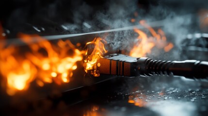 Electrical surge protector and extension cord ignites, posing serious fire hazard risk