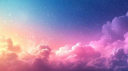 A colorful sky with clouds and stars