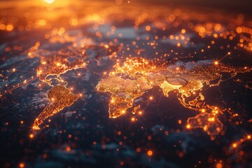 3D map world animated connections and data streams global business infrastructure