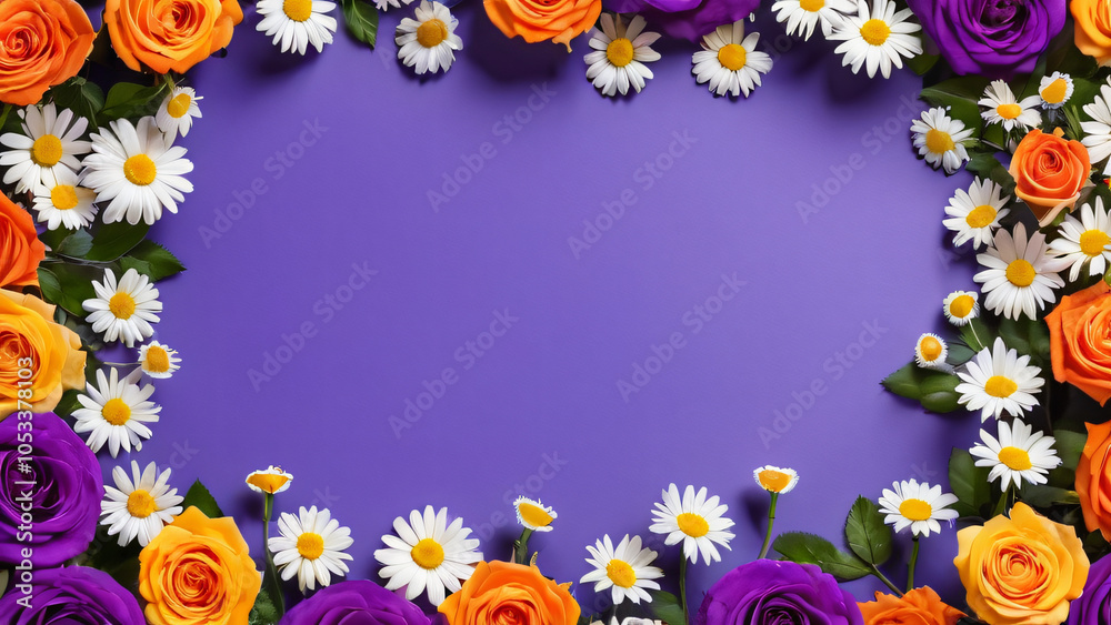 Sticker frame of colorful flowers